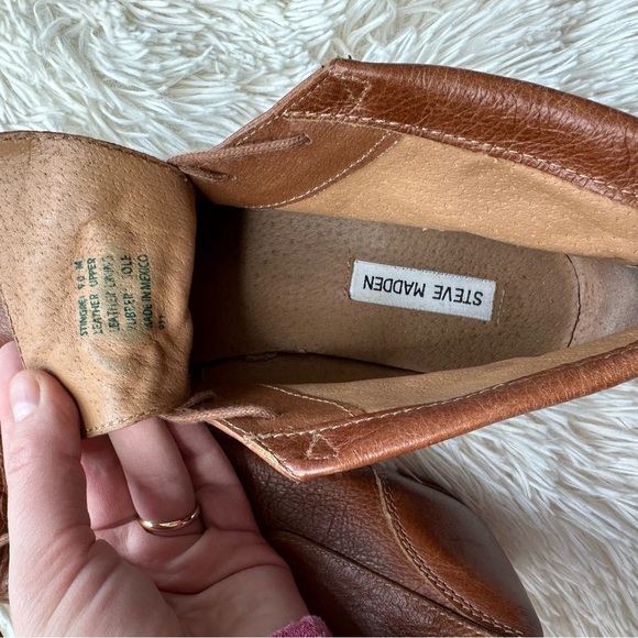 Steve Madden Stingrei Brown Leather Foldover Ankle Boots Size 9 - Picture 10 of 12
